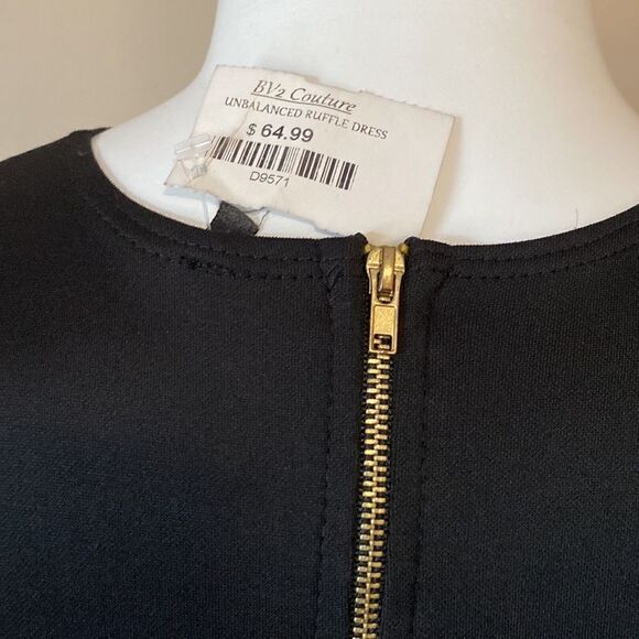 NWT Asymmetrical/Peplum Bodycon Midi Dress -Black - Picture 10 of 10